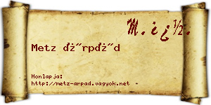 Metz Árpád névjegykártya